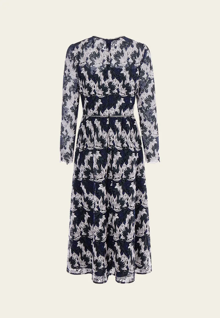Long-sleeve Lurex Lace Dress