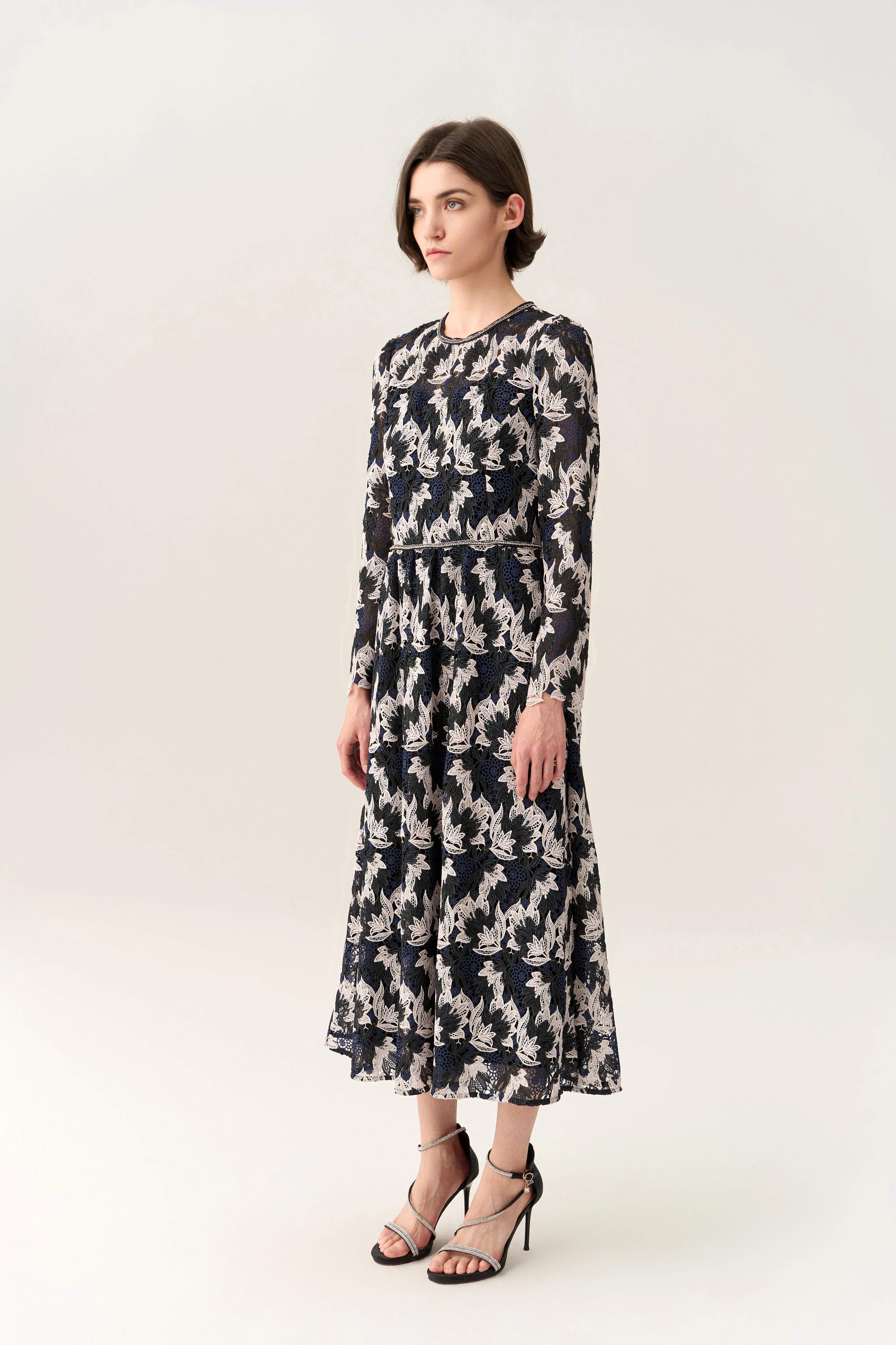 Long-sleeve Lurex Lace Dress
