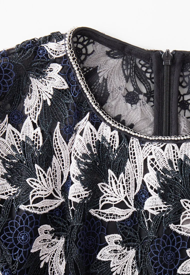 Long-sleeve Lurex Lace Dress