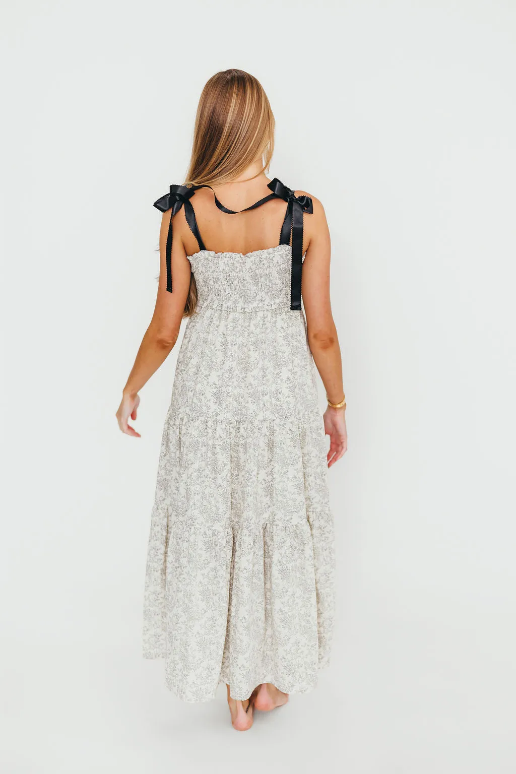 Lottie Tiered Maxi Dress in Floral Black