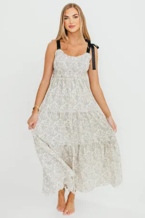 Lottie Tiered Maxi Dress in Floral Black