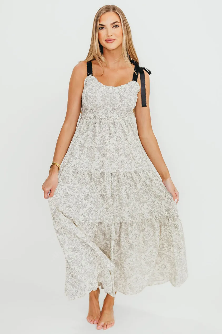 Lottie Tiered Maxi Dress in Floral Black