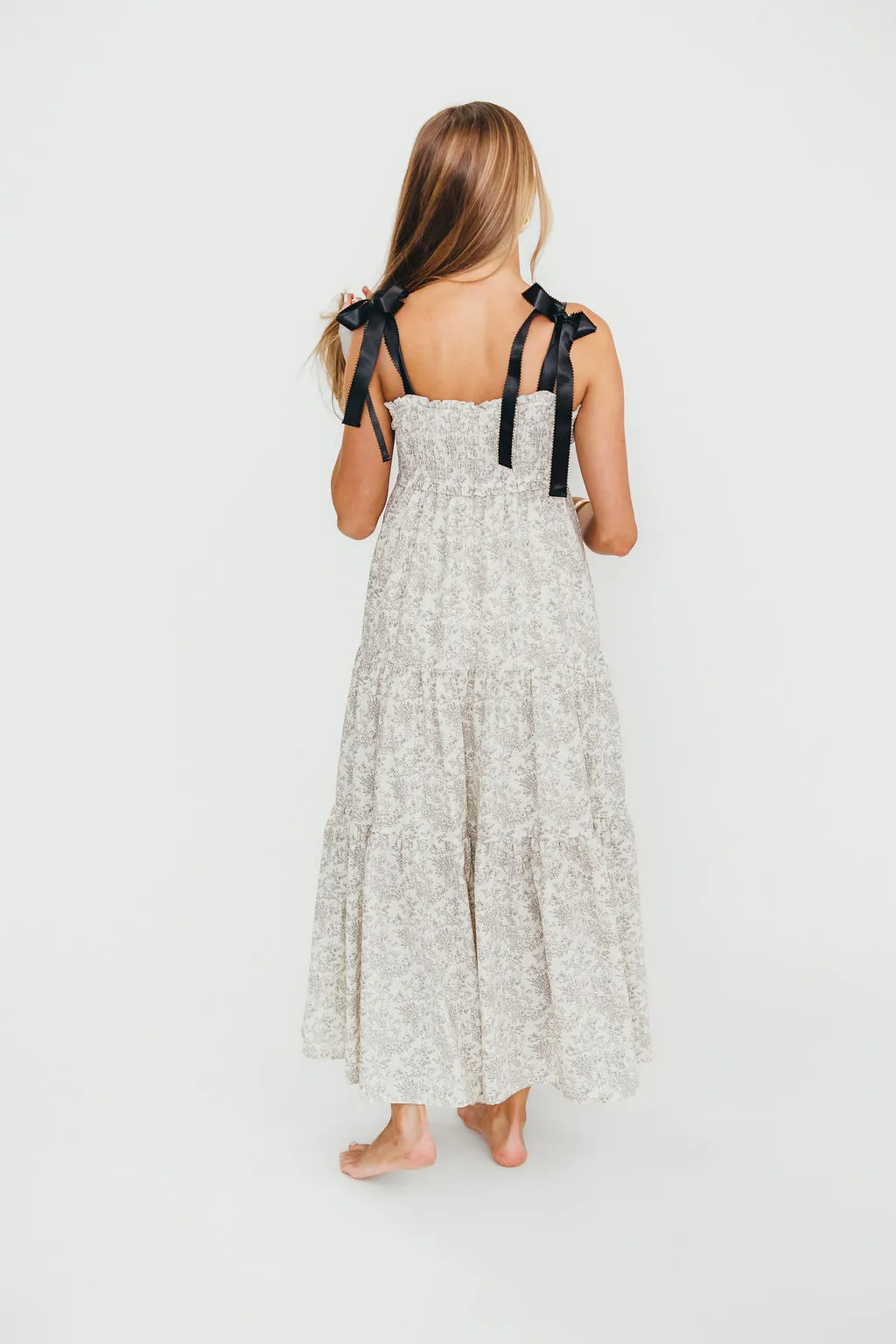 Lottie Tiered Maxi Dress in Floral Black