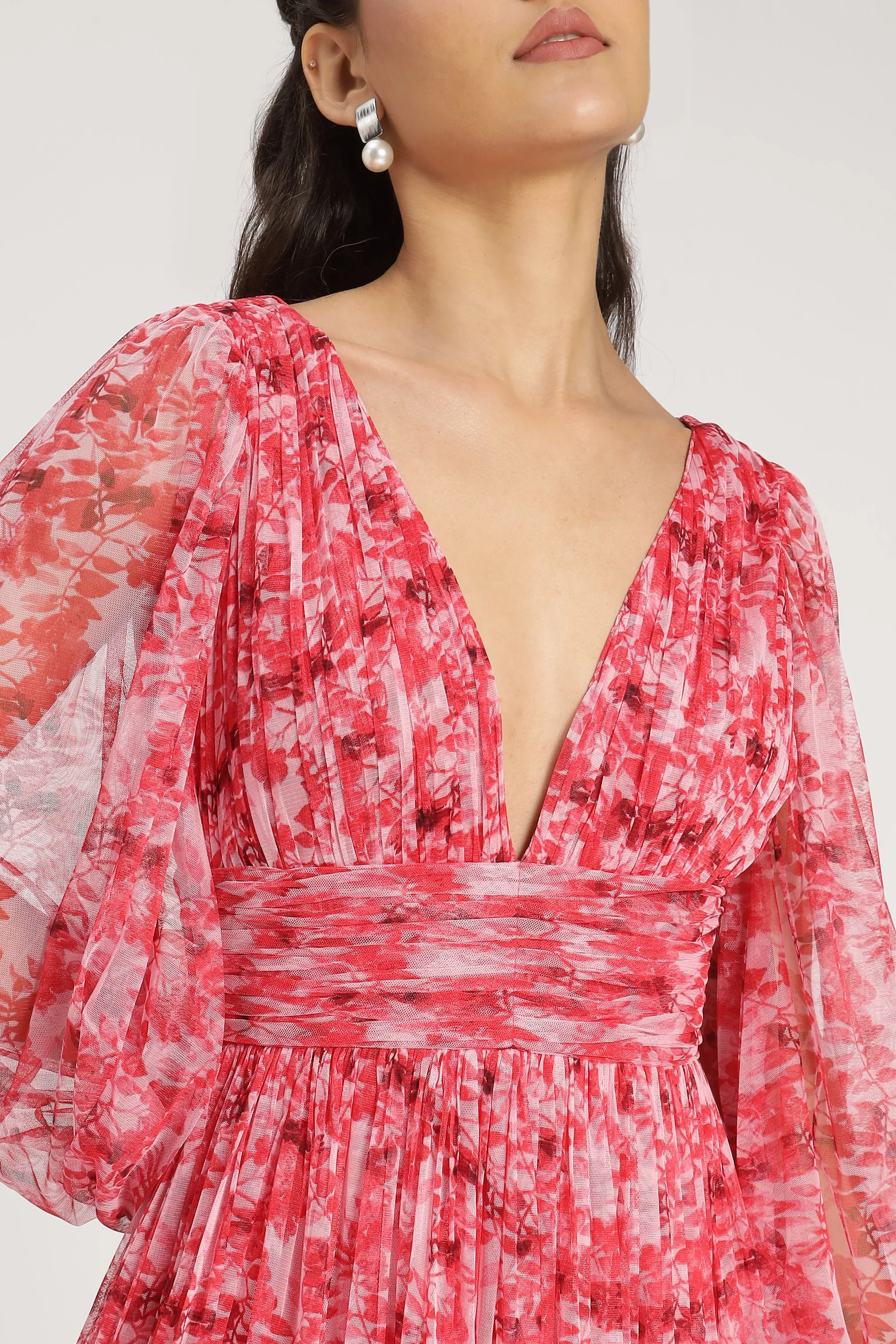 Lydia Maxi Dress in Red Floral