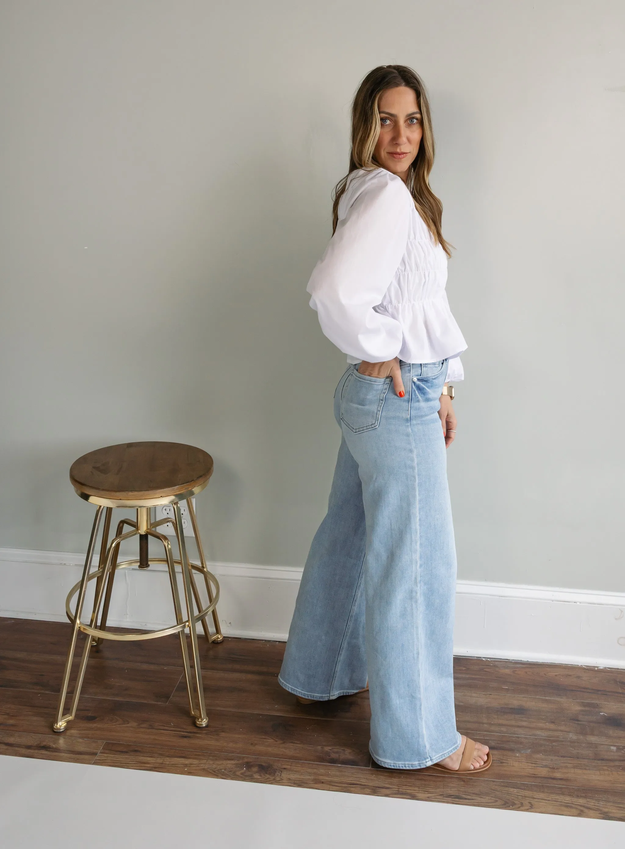 Marisol Shirred Peplum Top - Final Sale
