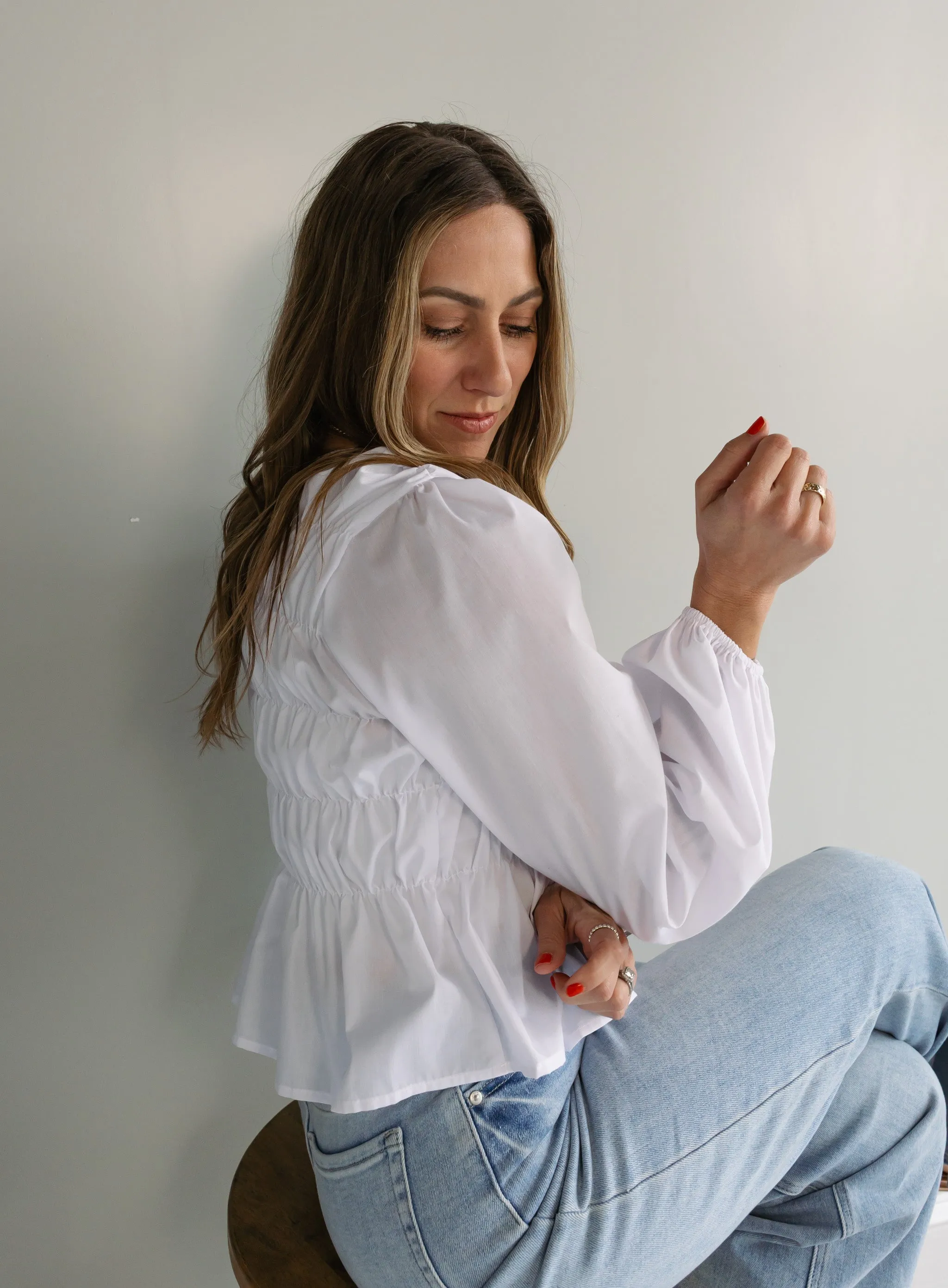 Marisol Shirred Peplum Top - Final Sale