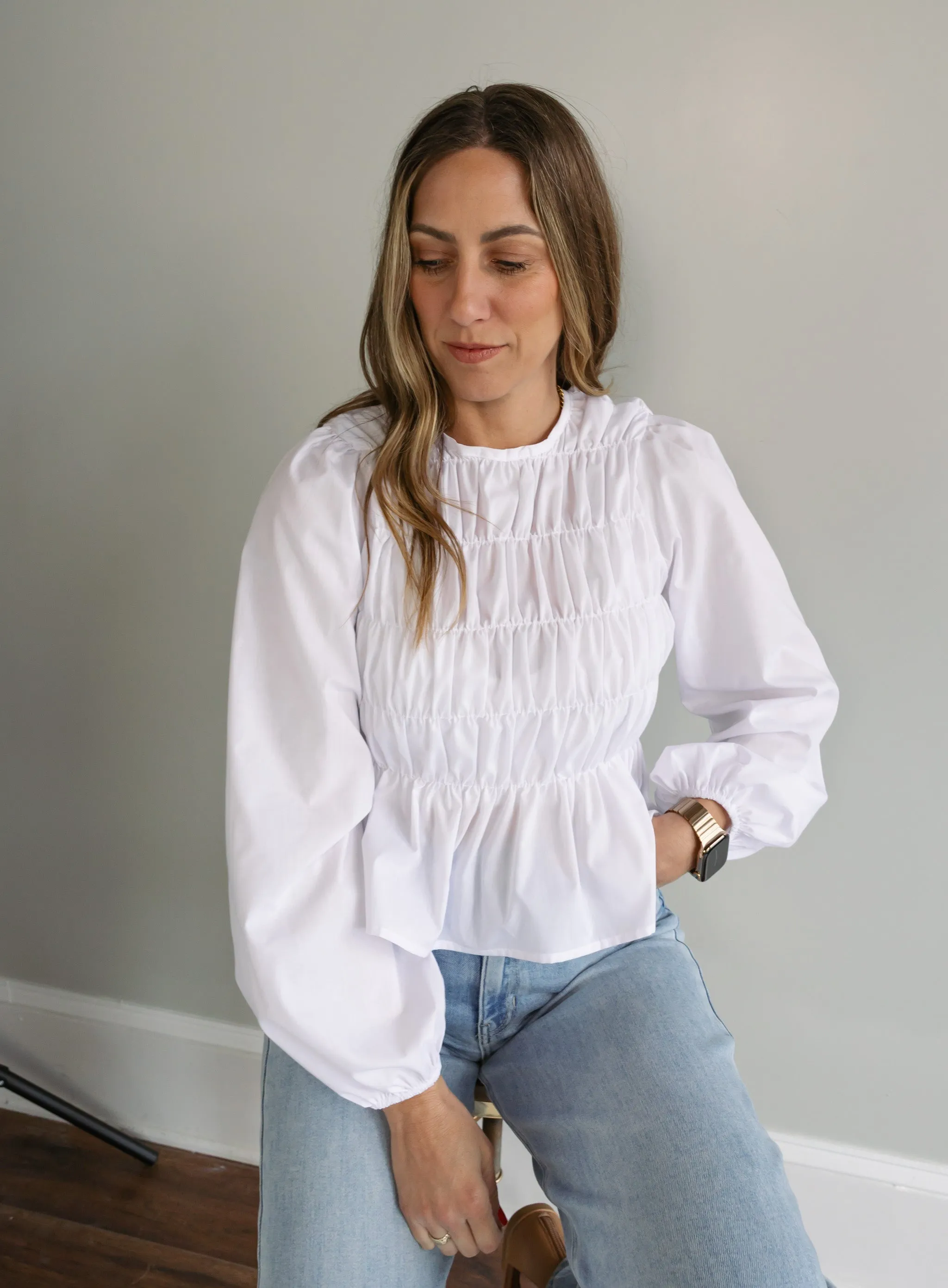 Marisol Shirred Peplum Top - Final Sale