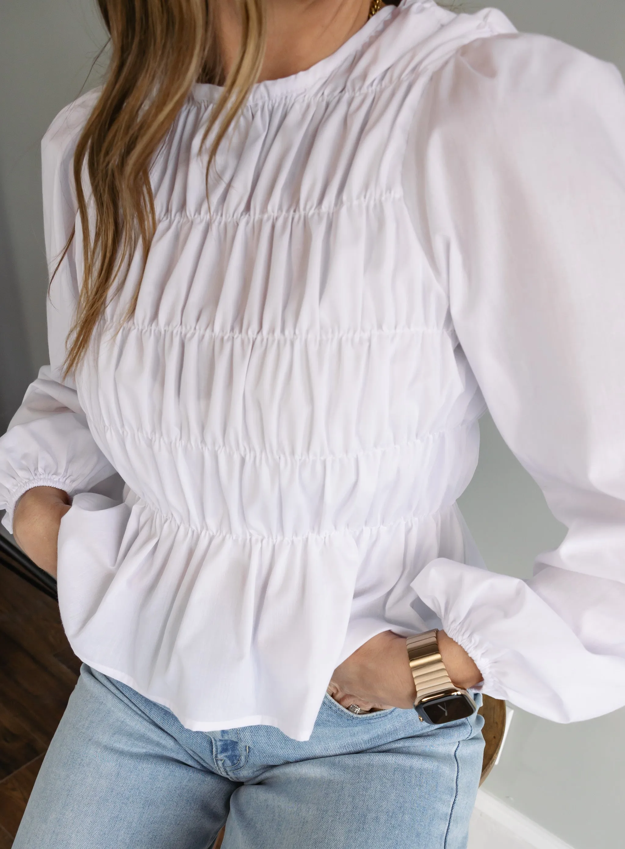 Marisol Shirred Peplum Top - Final Sale