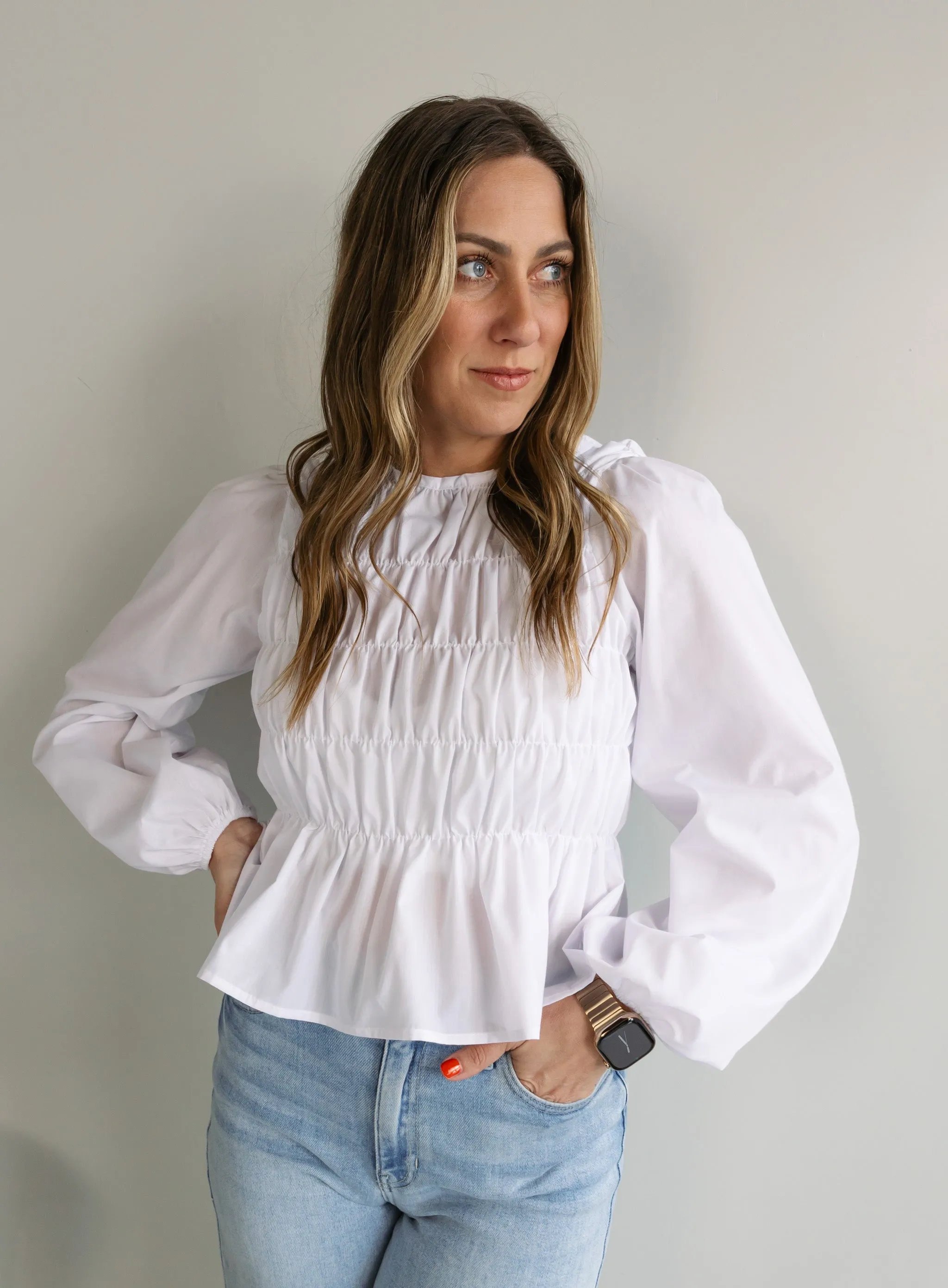 Marisol Shirred Peplum Top - Final Sale