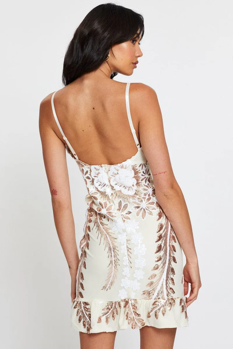 Metallic Cocktail Party Dress Mini
