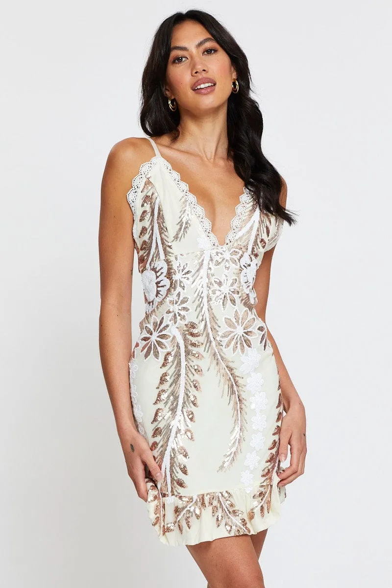 Metallic Cocktail Party Dress Mini