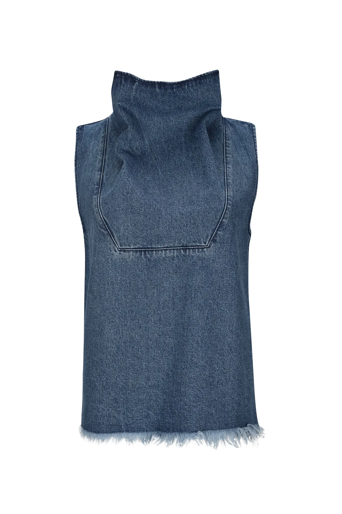 MID BLUE COWL NECK TOP