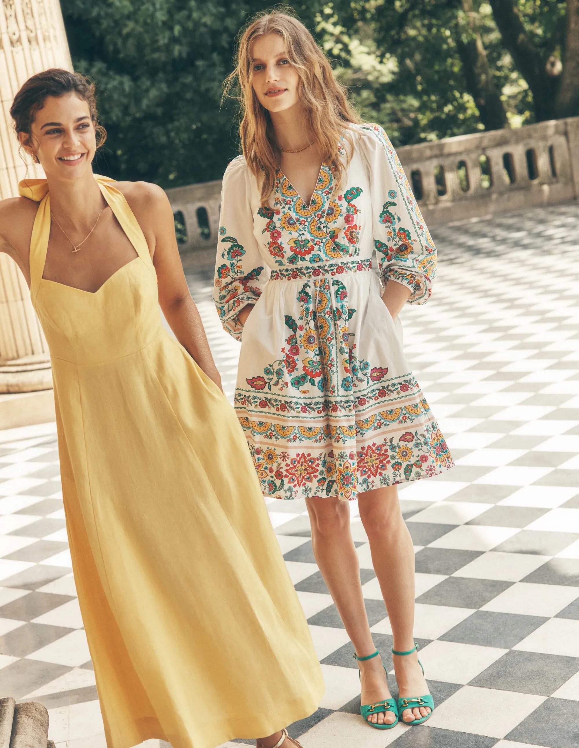 Mya Cotton Short Dress-Ivory. Botanical Sprig