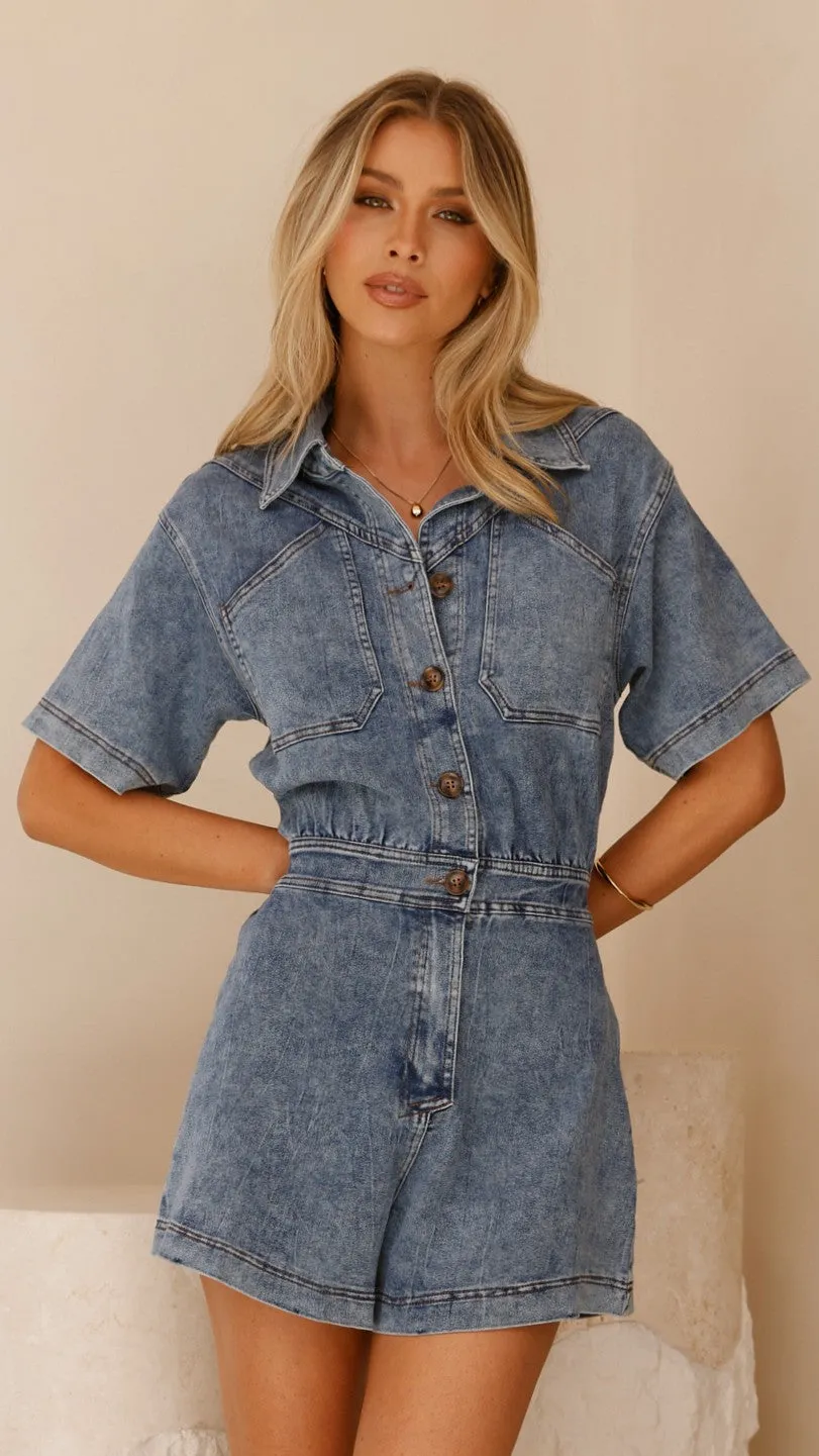 Nella Playsuit - Blue Denim