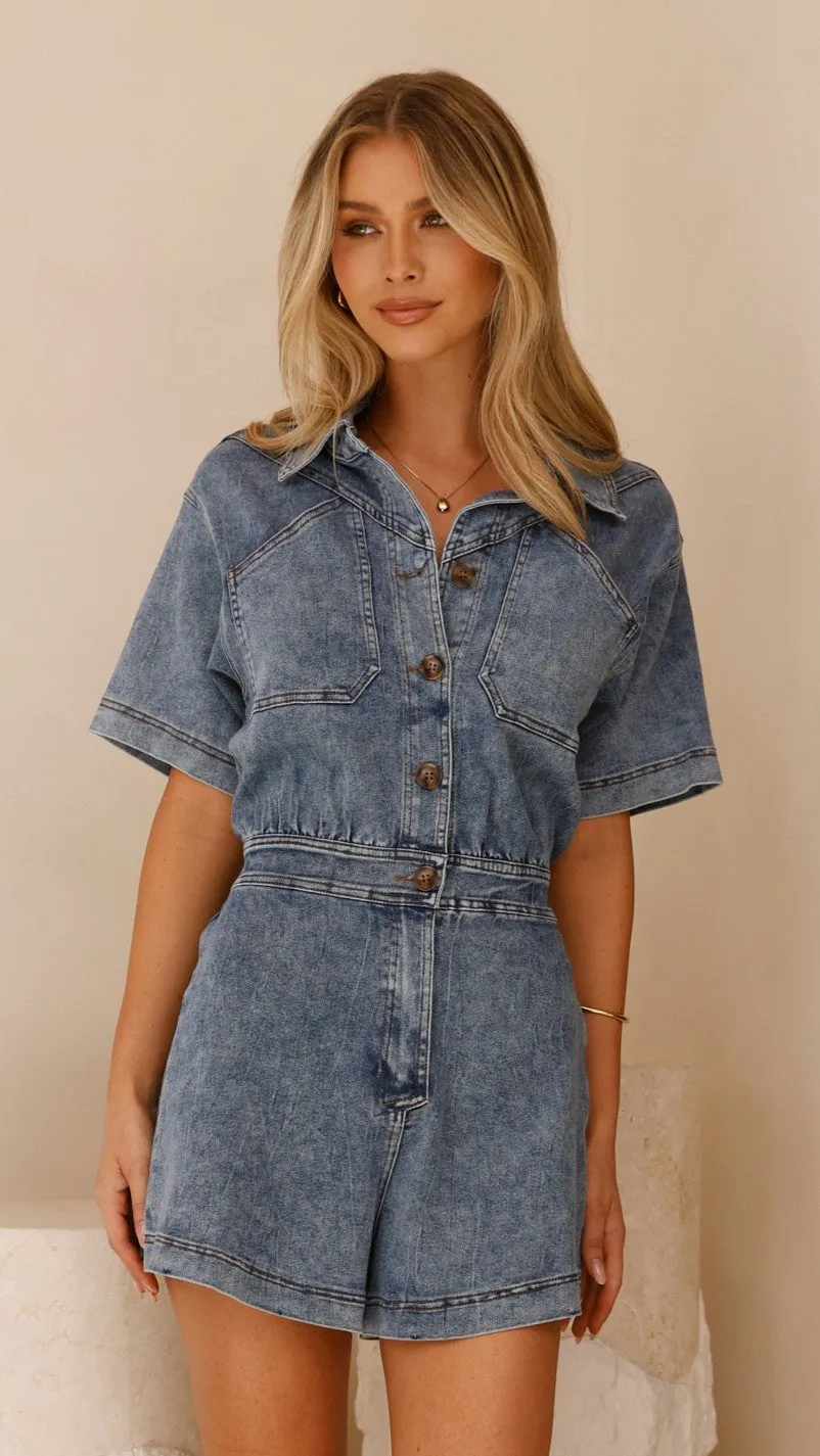 Nella Playsuit - Blue Denim