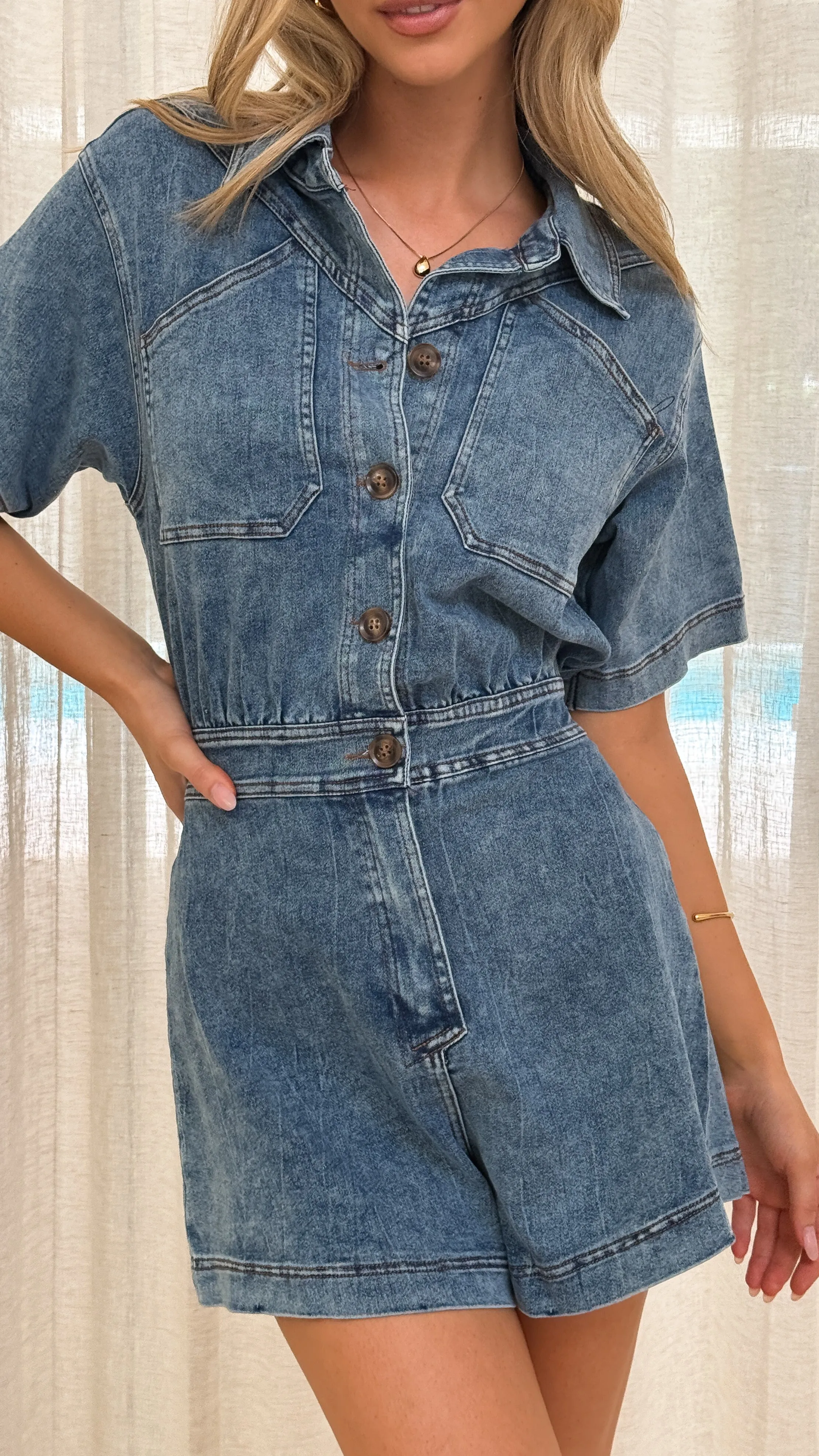Nella Playsuit - Blue Denim