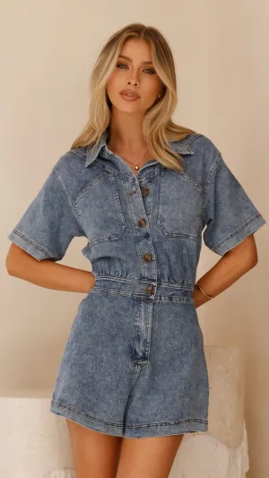 Nella Playsuit - Blue Denim