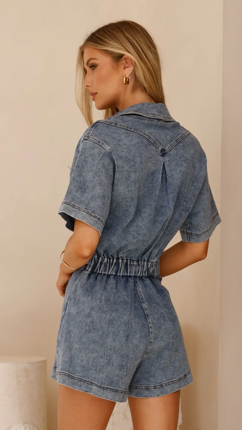 Nella Playsuit - Blue Denim