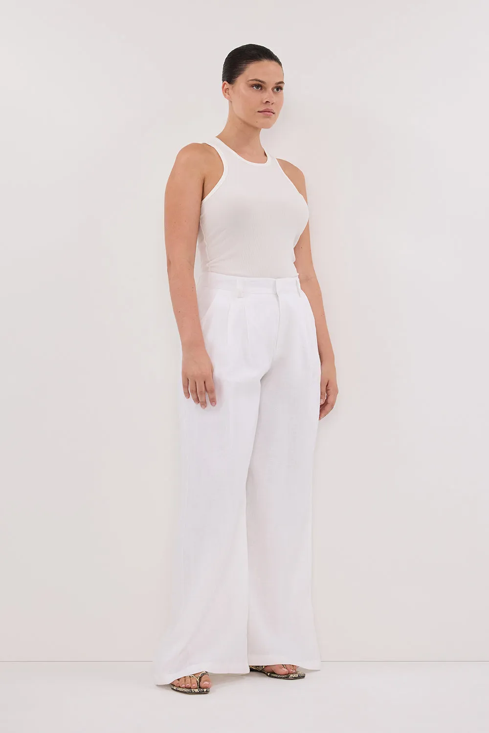 NINA WHITE RACER KNIT TANK