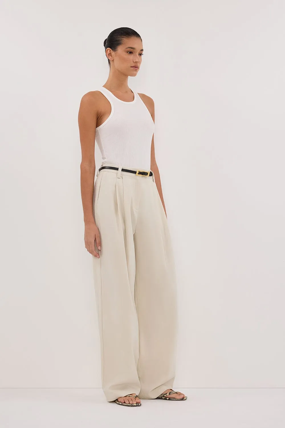 NINA WHITE RACER KNIT TANK