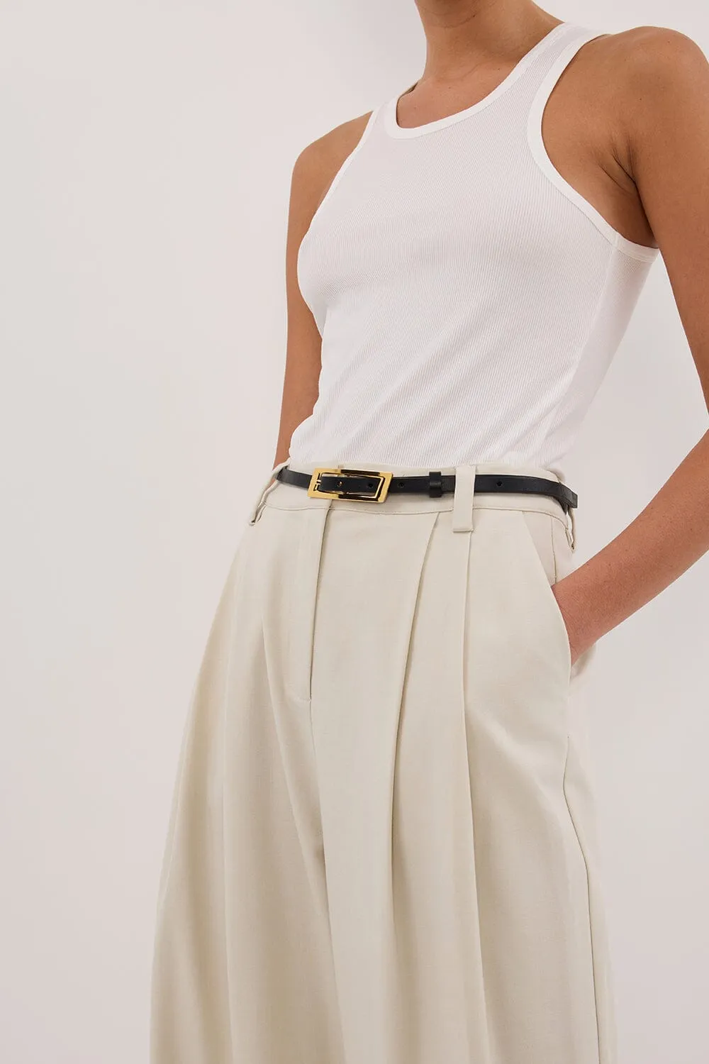 NINA WHITE RACER KNIT TANK