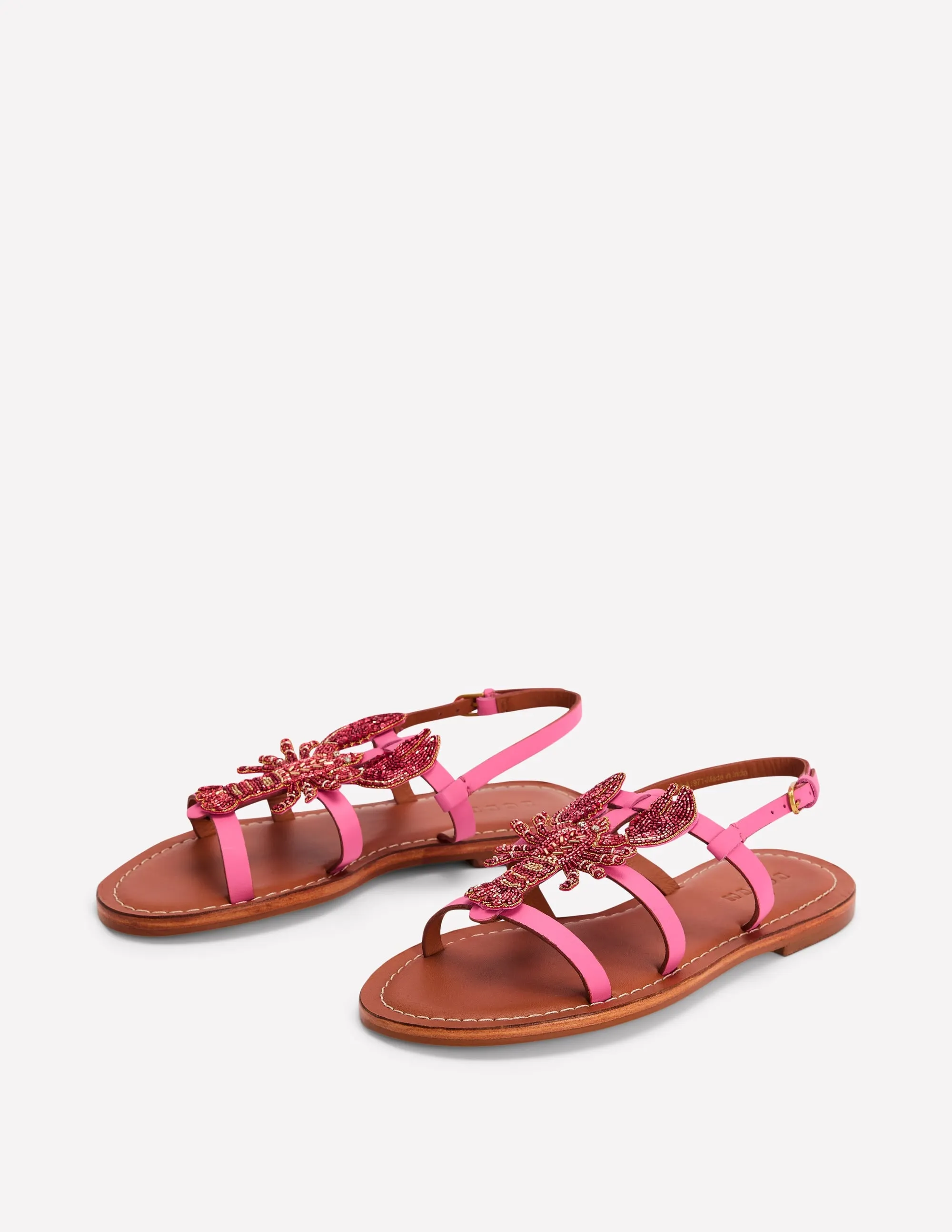 Novelty Beaded Flat Sandals-Lobster