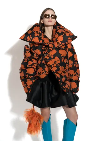 ORANGE FLORAL M'A PUFFER JACKET