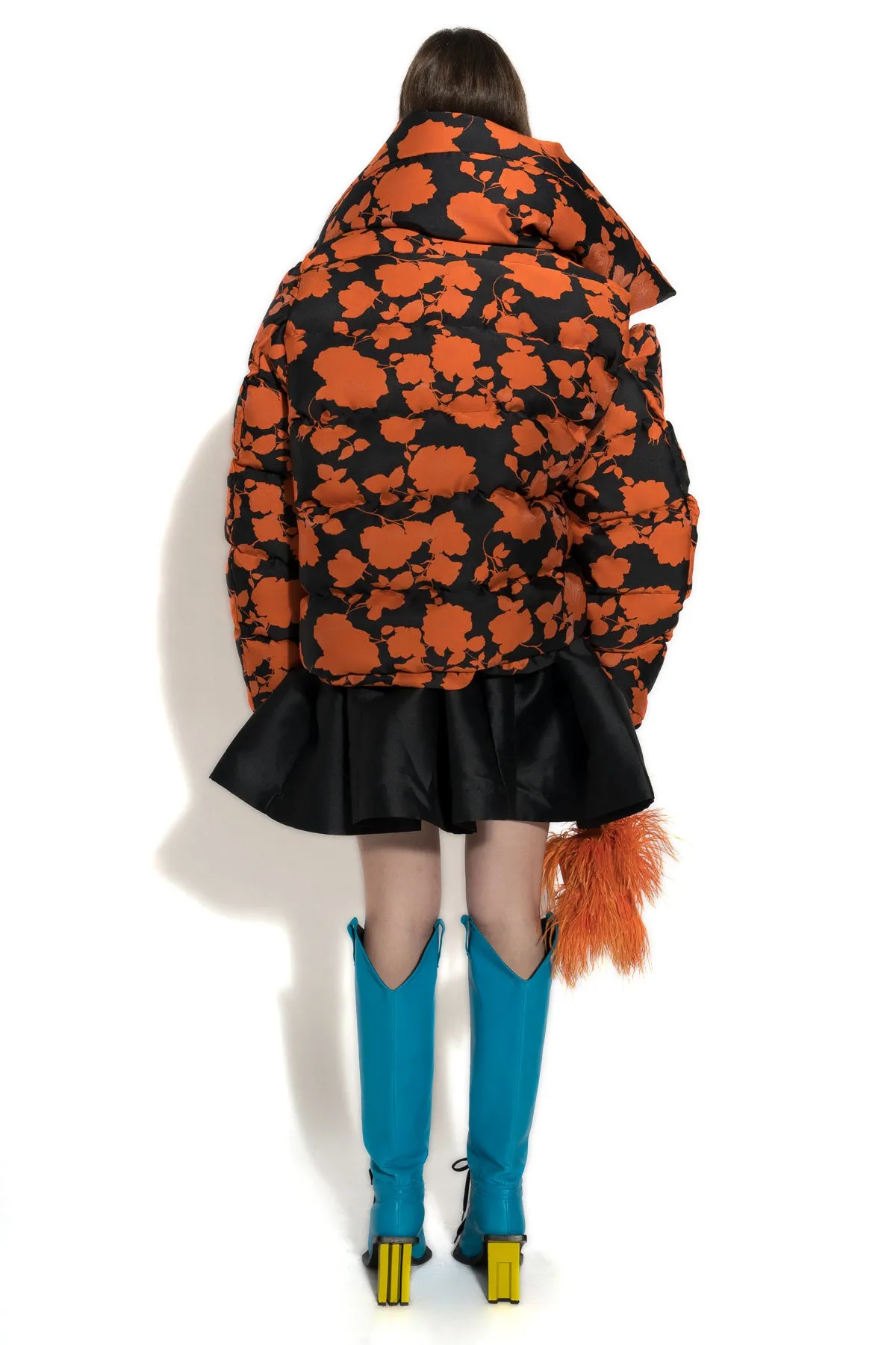 ORANGE FLORAL M'A PUFFER JACKET