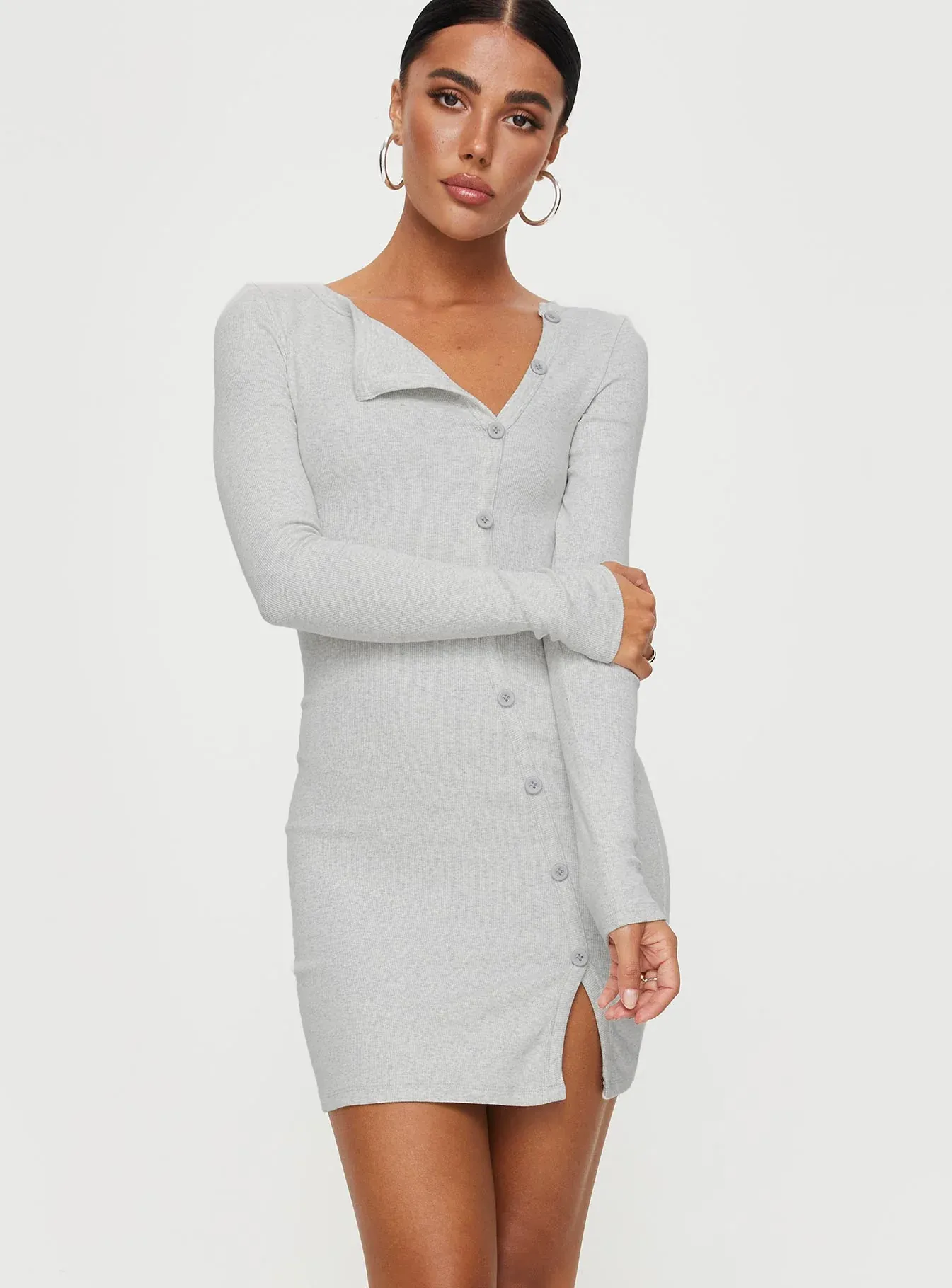 Passoni Long Sleeve Mini Dress Grey