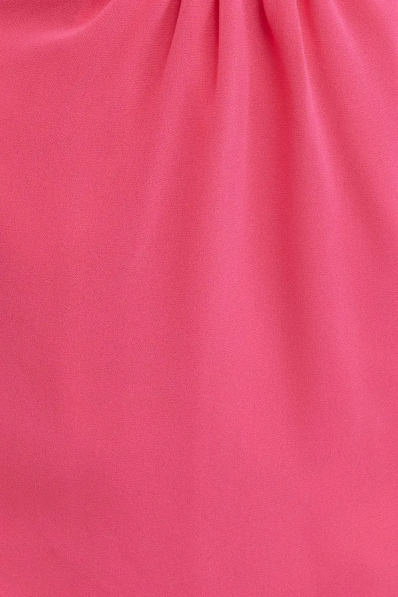 Pink Fuchsia One Shoulder Ring Detail Dress