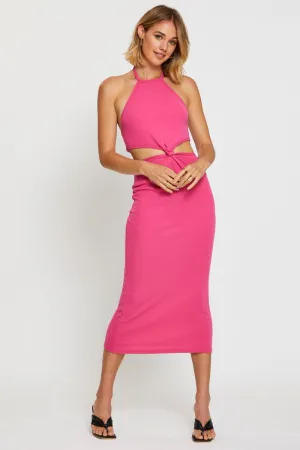 Pink Midi Dress Sleeveless