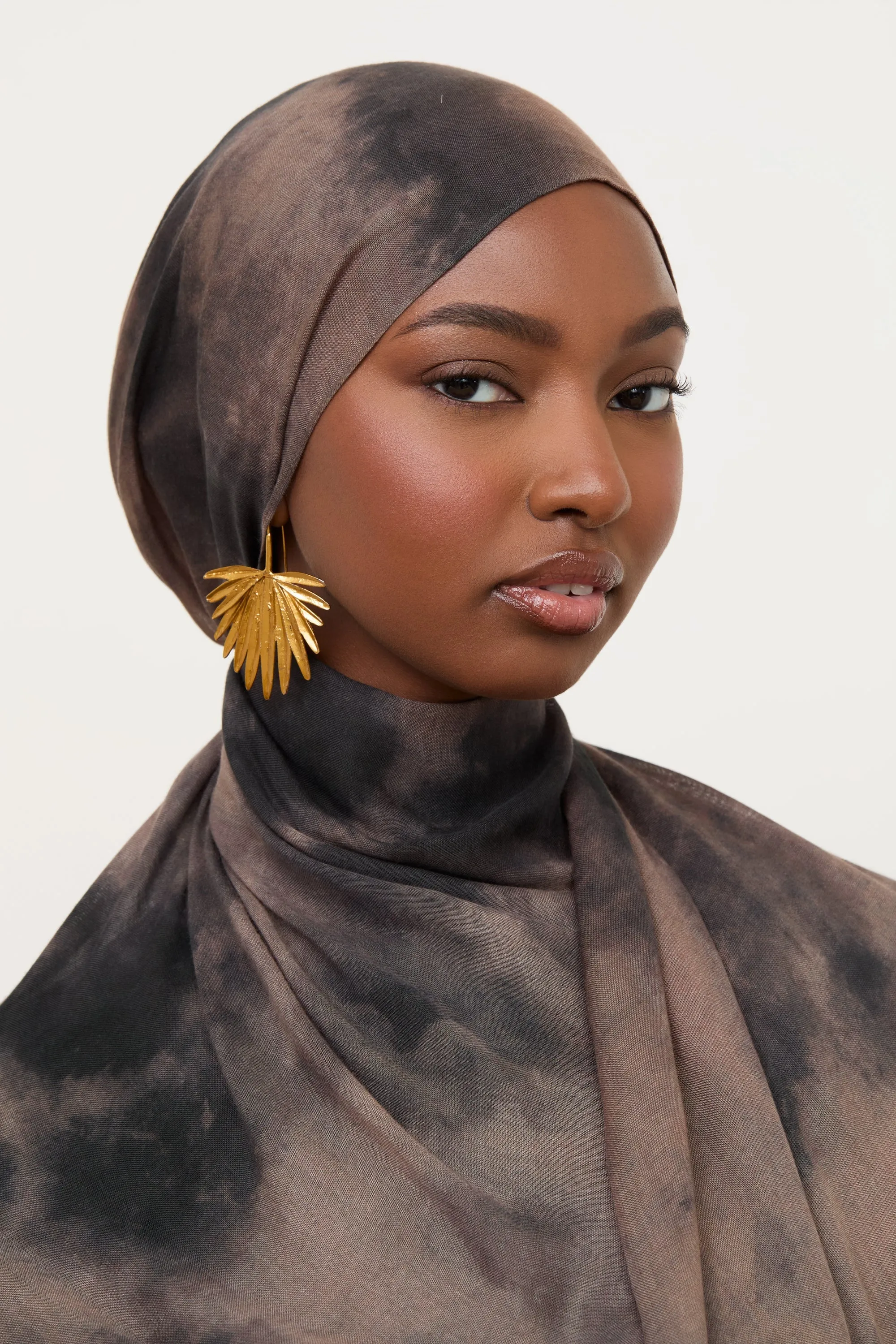 Printed Modal Hijab - Black Earth