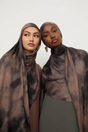 Printed Modal Hijab - Black Earth