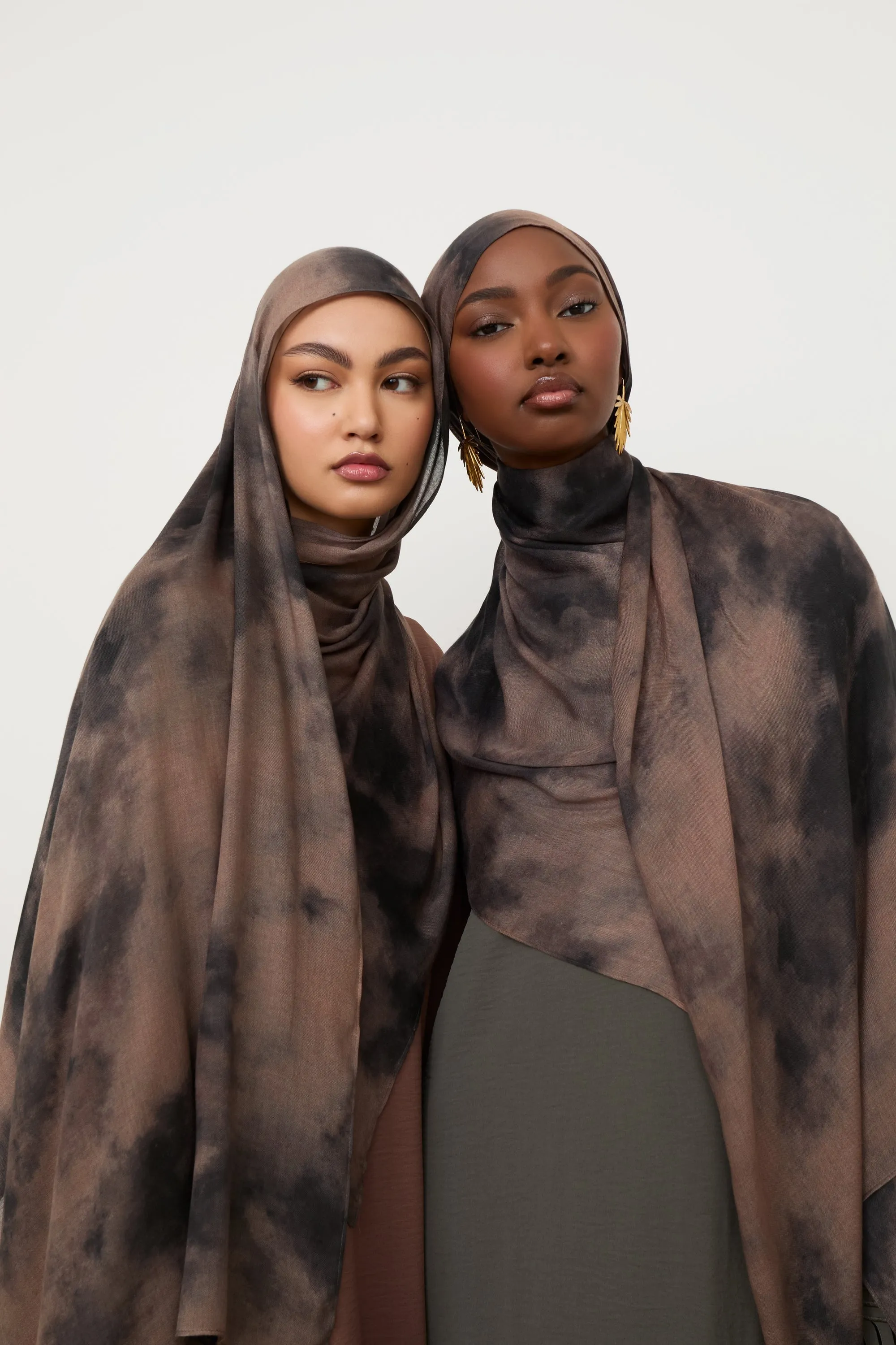 Printed Modal Hijab - Black Earth