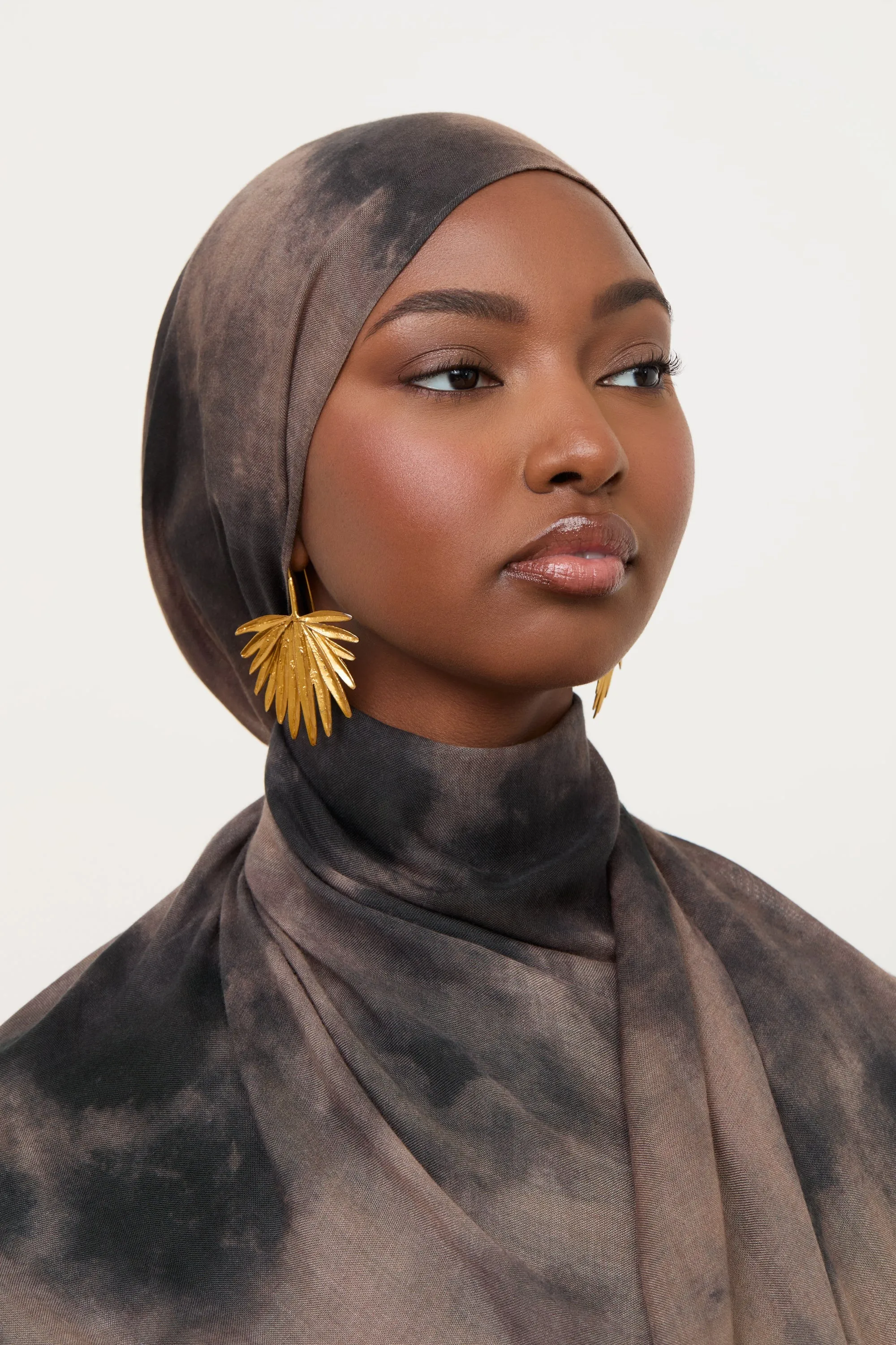 Printed Modal Hijab - Black Earth