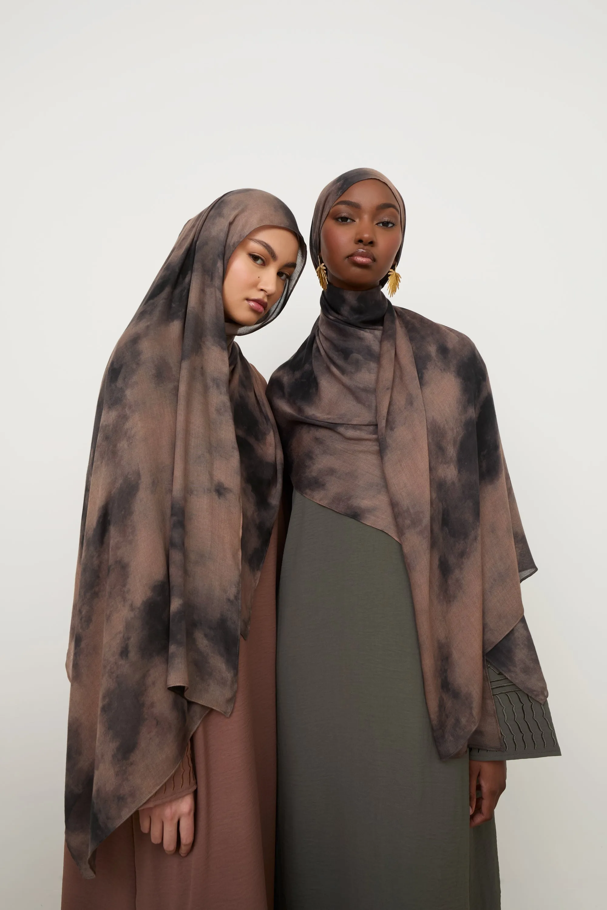 Printed Modal Hijab - Black Earth