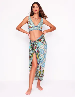 Printed Sarong Scarf-Multi. Citrus Vine Tile