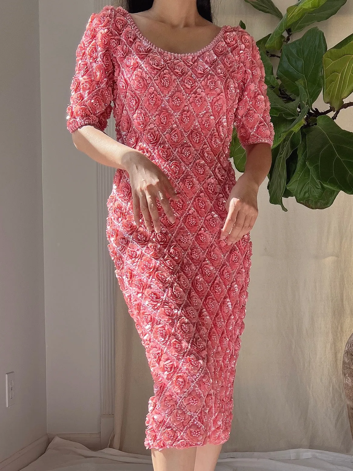 Rare 1960s Wool Hand-Beaded Dress - XS/S