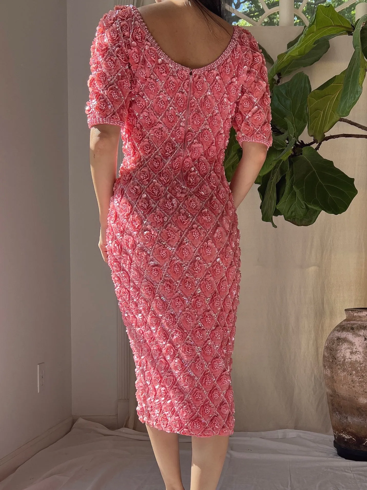 Rare 1960s Wool Hand-Beaded Dress - XS/S