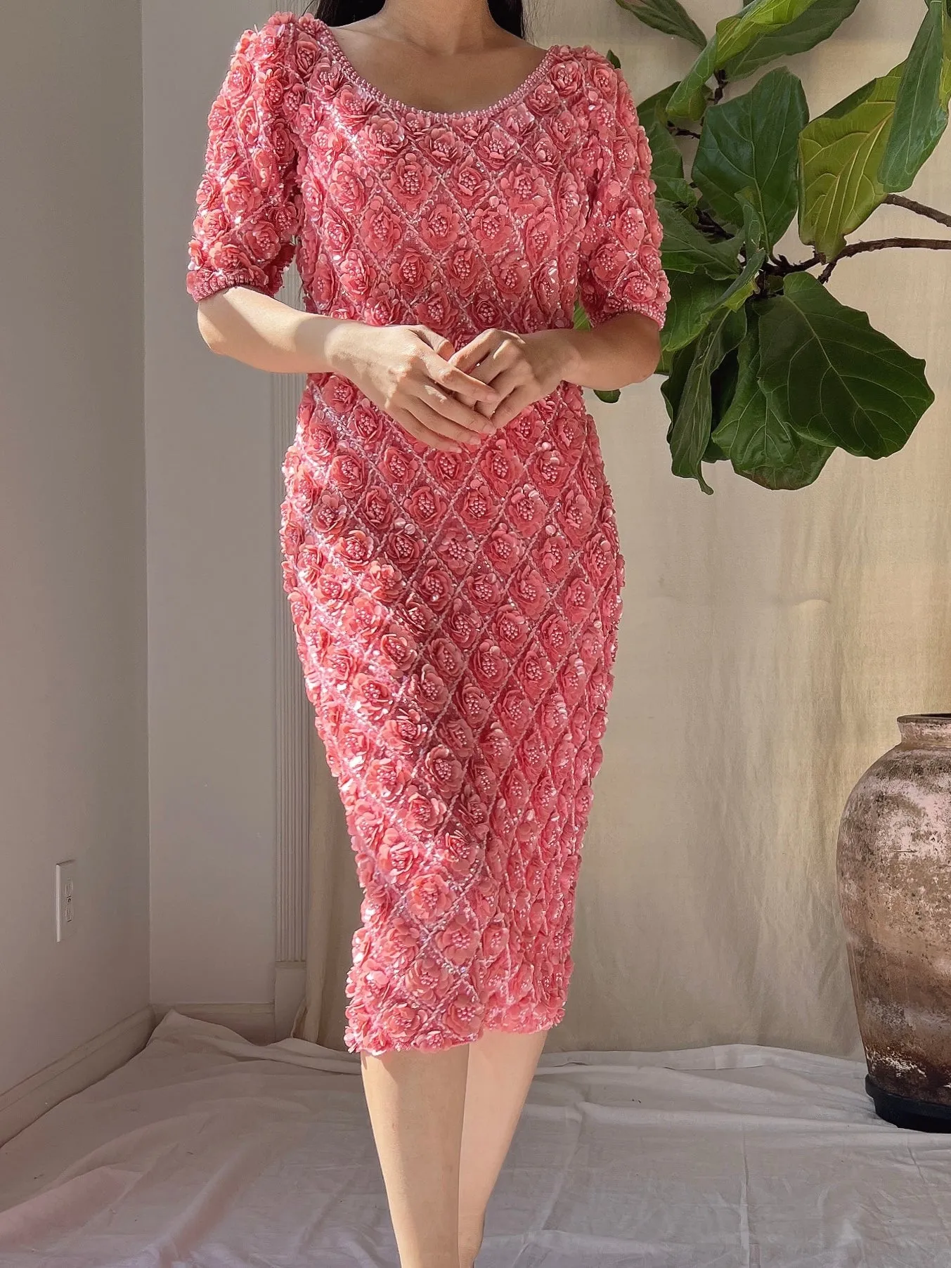 Rare 1960s Wool Hand-Beaded Dress - XS/S