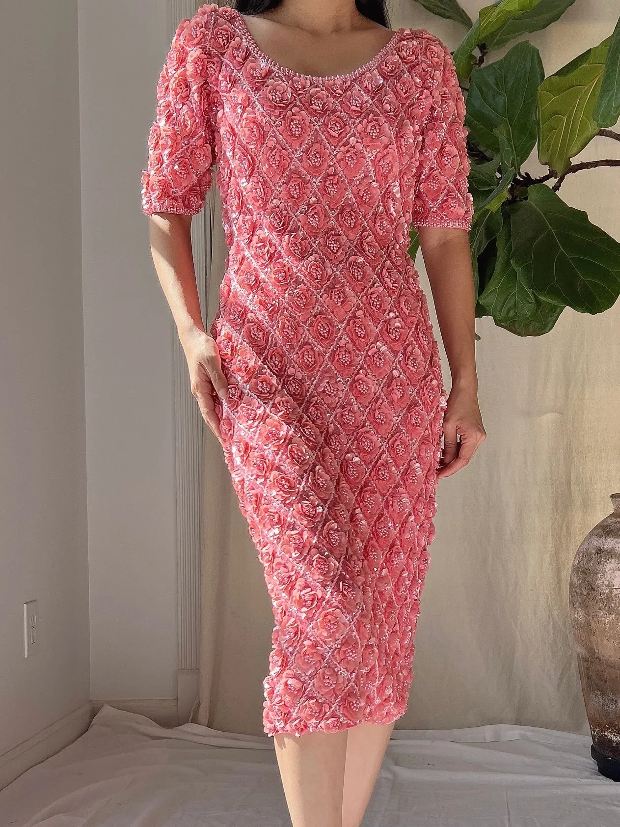 Rare 1960s Wool Hand-Beaded Dress - XS/S