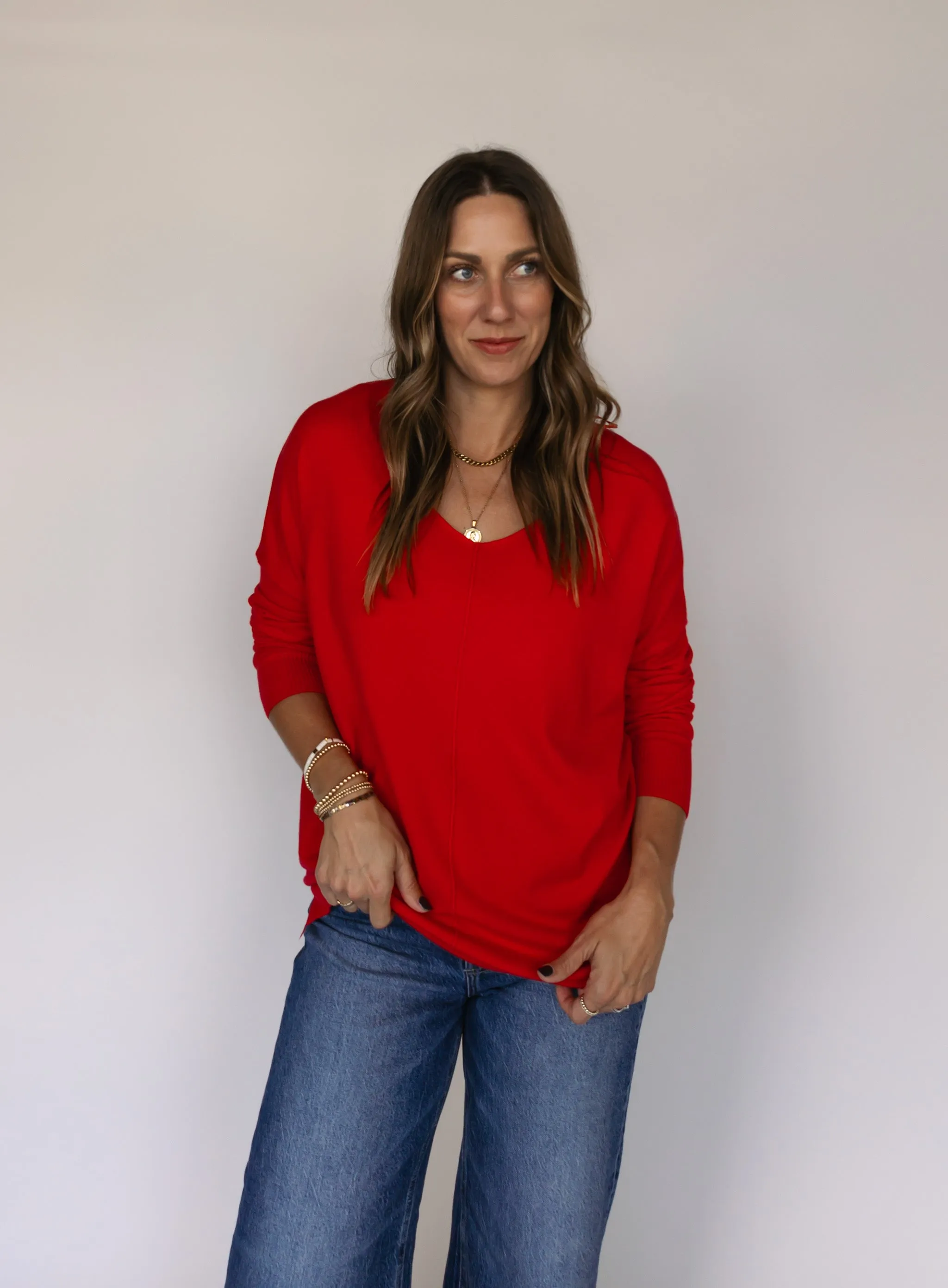 Renna Tunic Sweater - Red - Final Sale