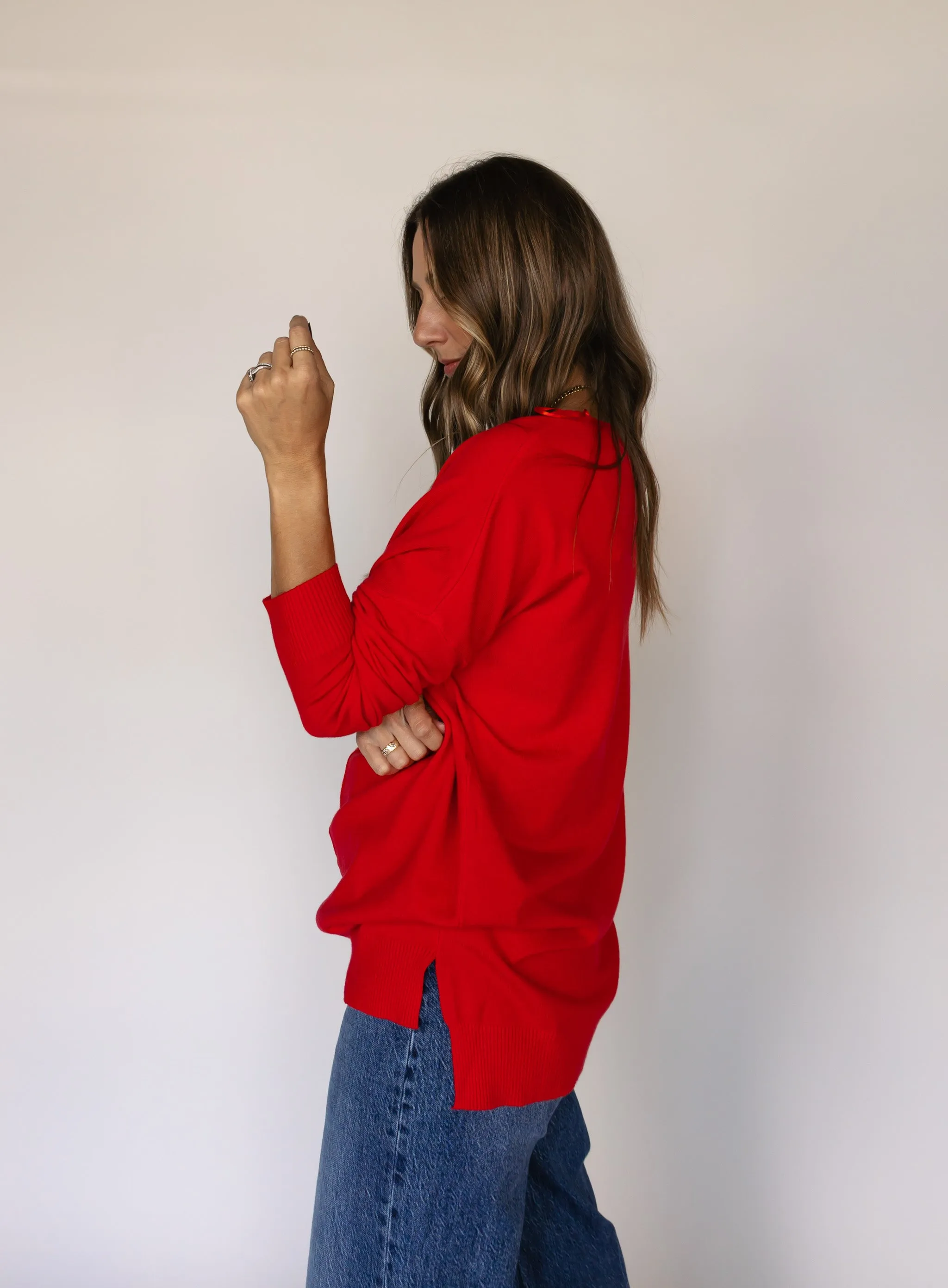 Renna Tunic Sweater - Red - Final Sale