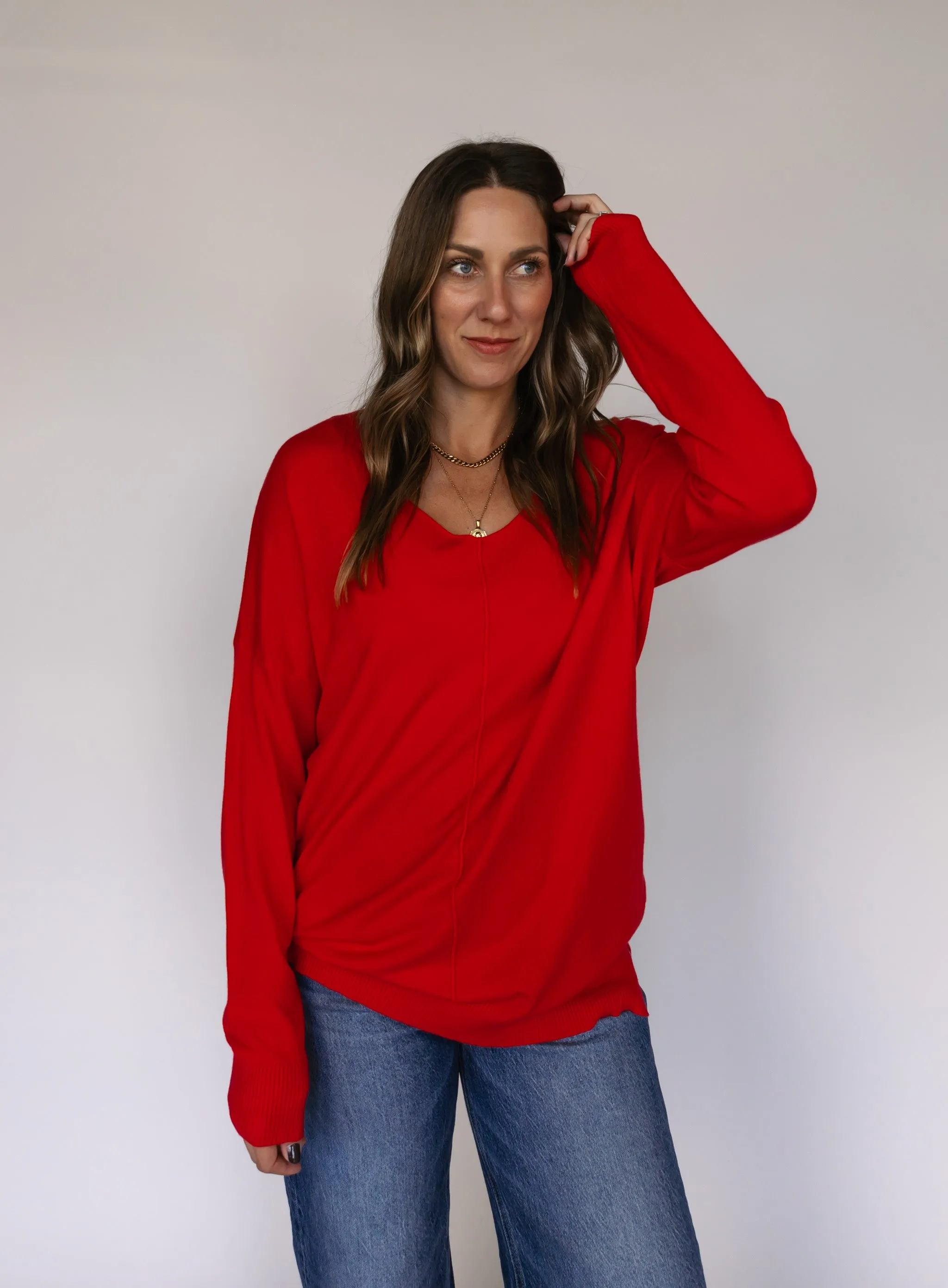 Renna Tunic Sweater - Red - Final Sale