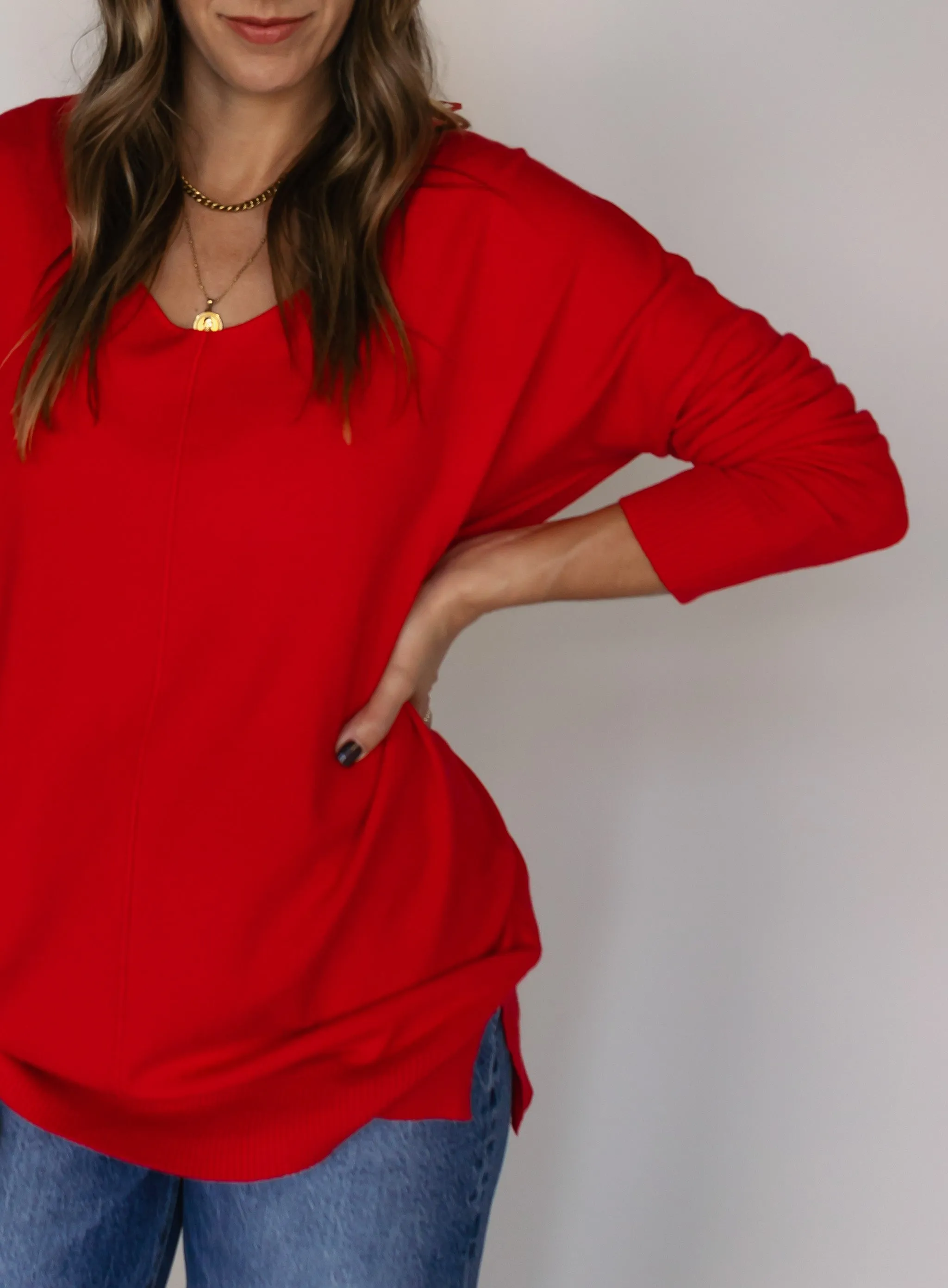 Renna Tunic Sweater - Red - Final Sale