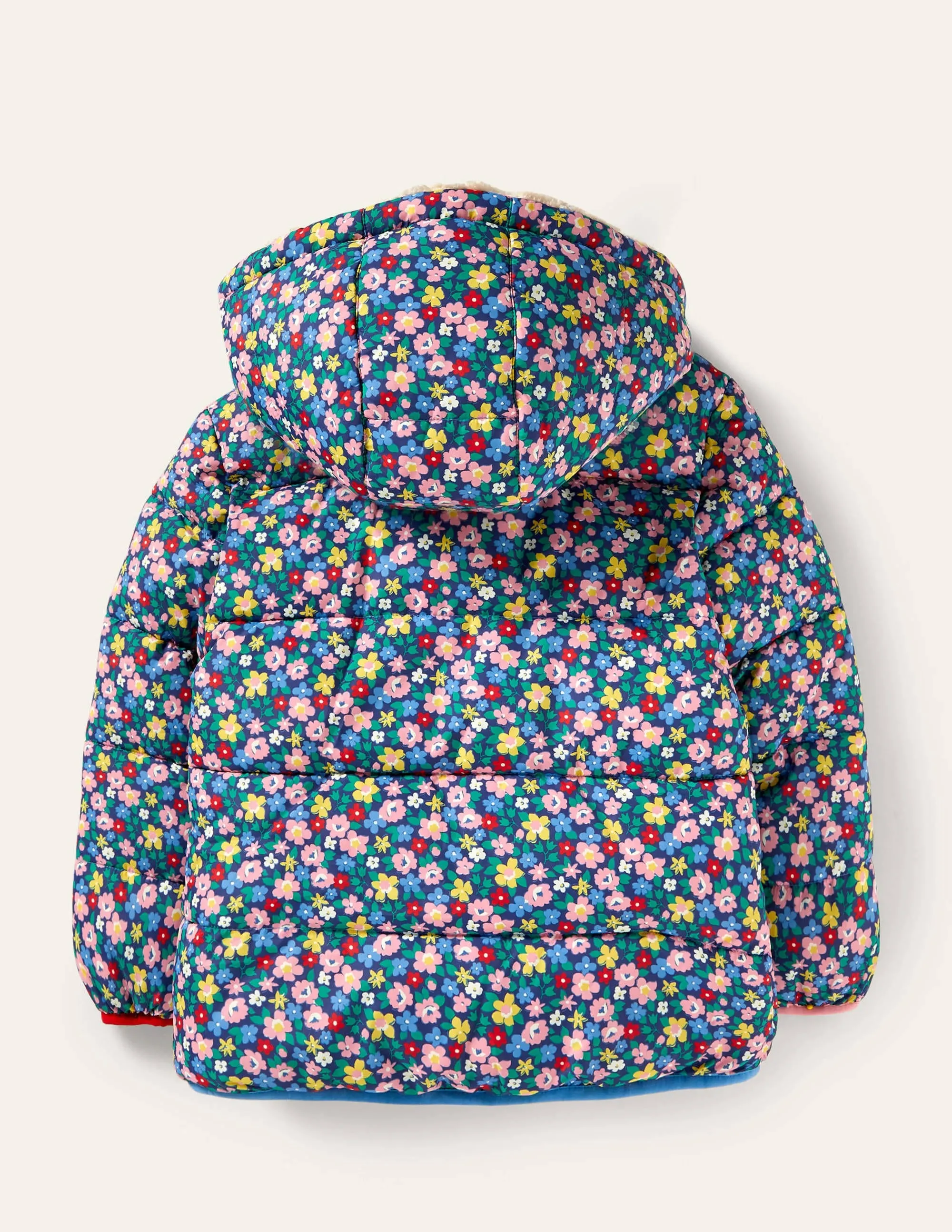 Reversible Printed Puffer-Starboard Blue Spring Floral