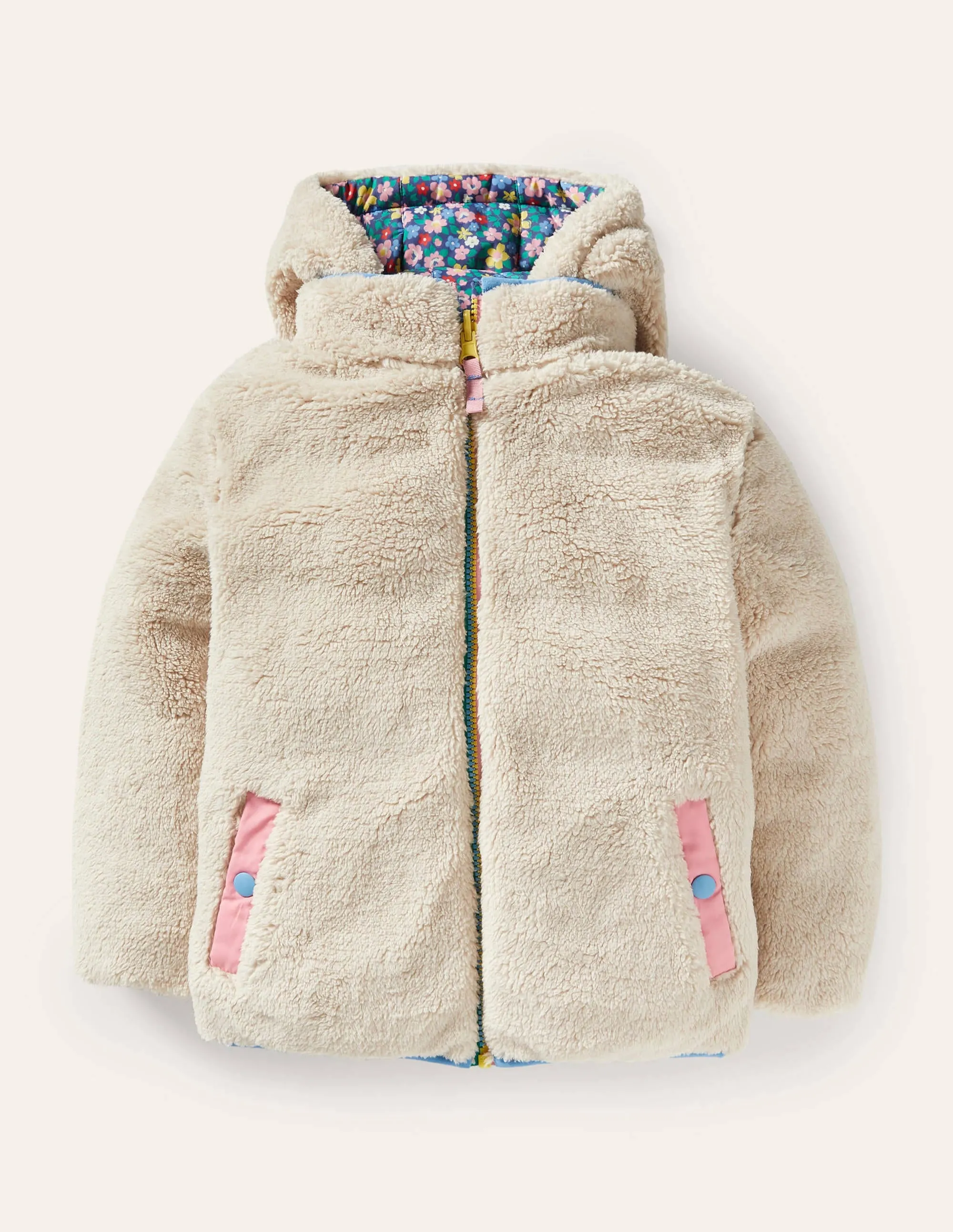 Reversible Printed Puffer-Starboard Blue Spring Floral