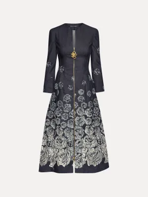 Rose Devoré Denim Dress