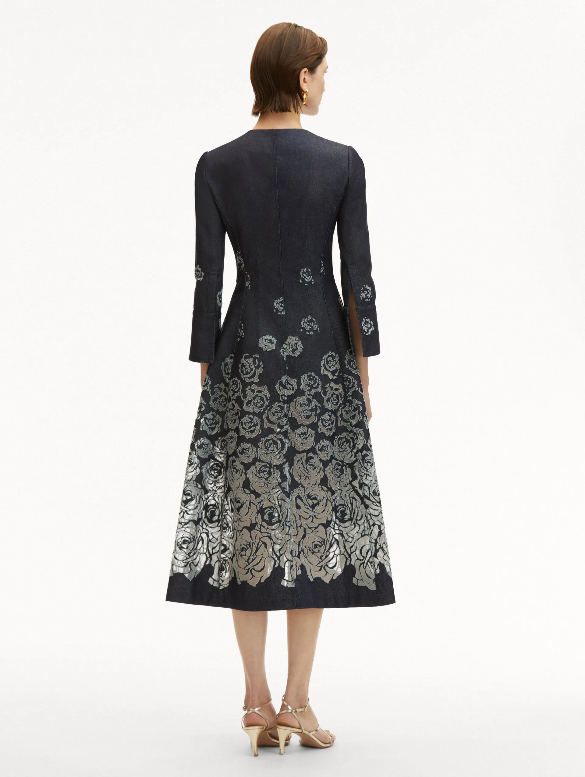 Rose Devoré Denim Dress
