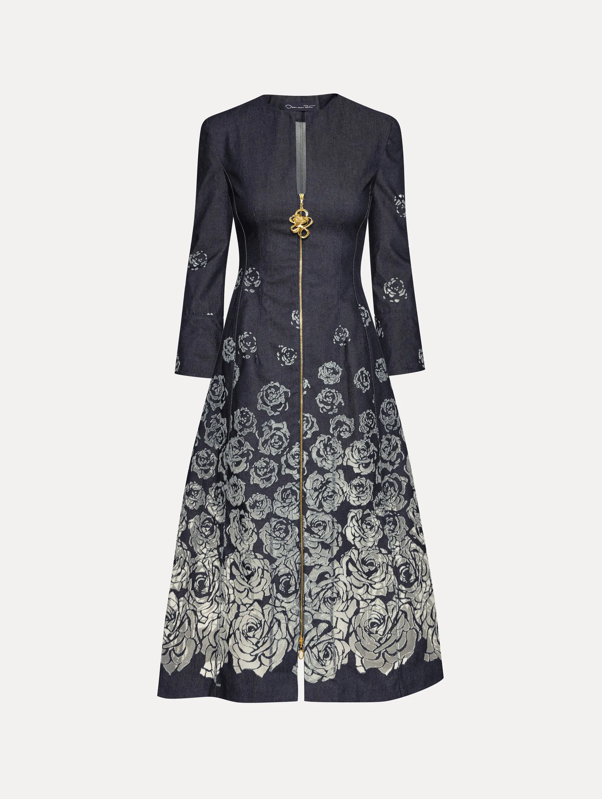 Rose Devoré Denim Dress